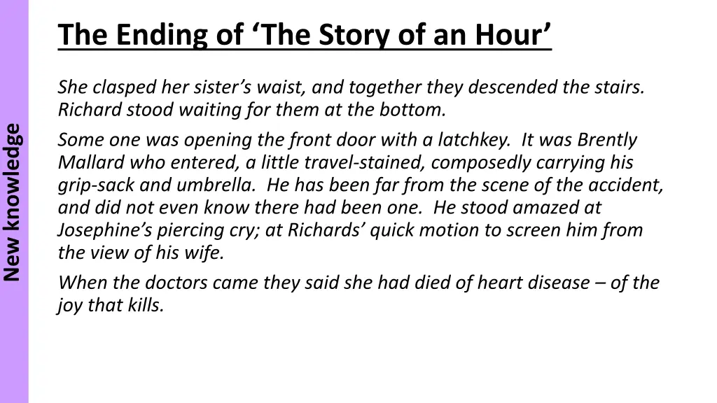 the ending of the story of an hour