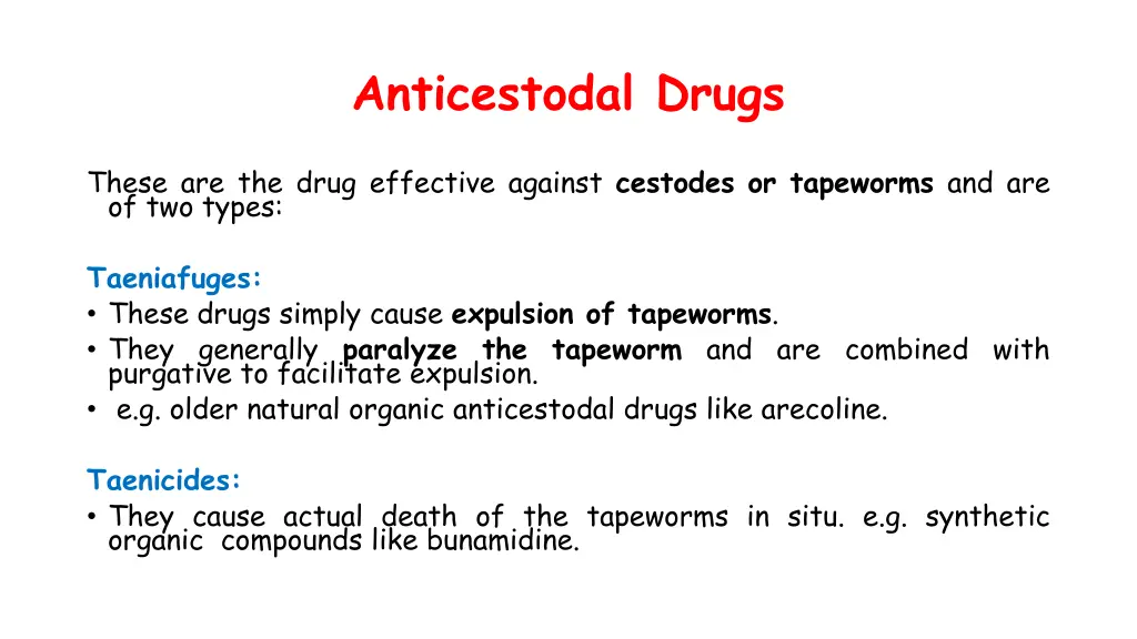 anticestodal drugs