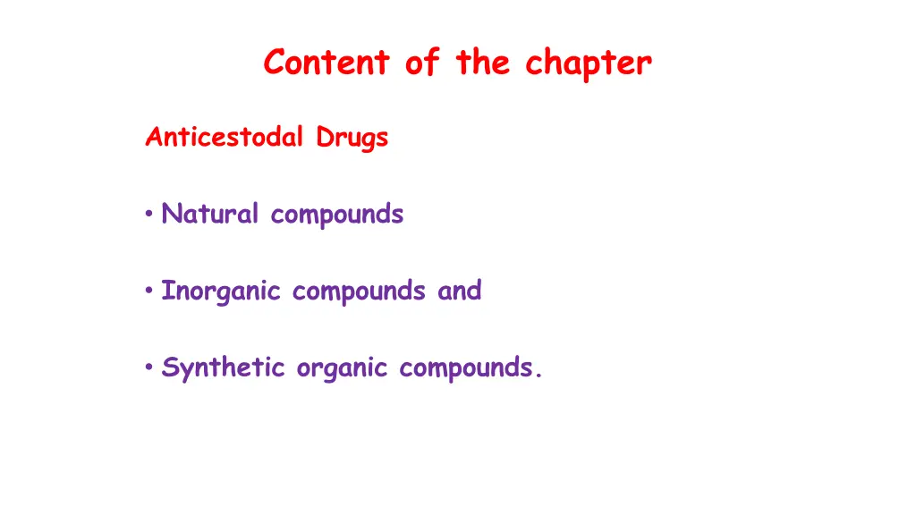 content of the chapter