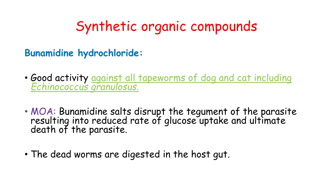 synthetic organic compounds