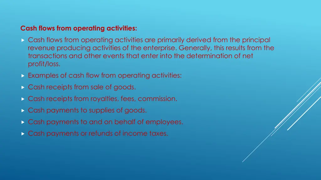 cash flows from operating activities