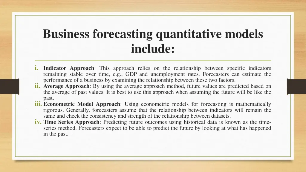 business forecasting quantitative models include