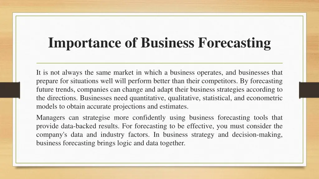 importance of business forecasting