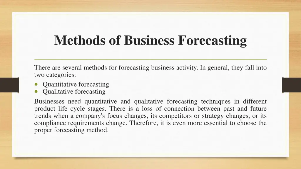 methods of business forecasting