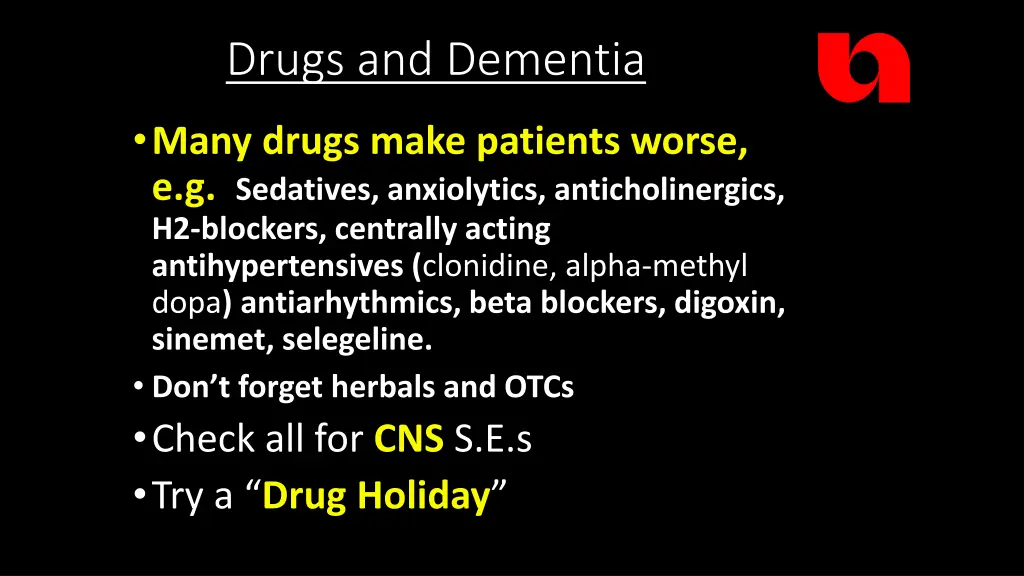 drugs and dementia