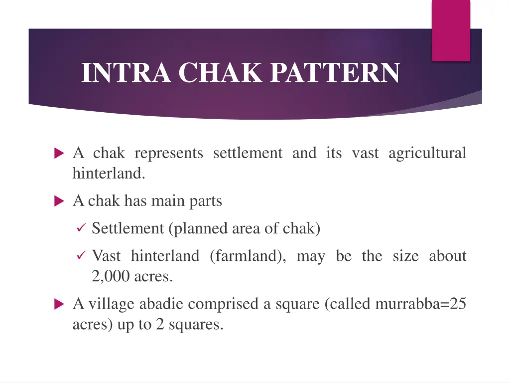 intra chak pattern