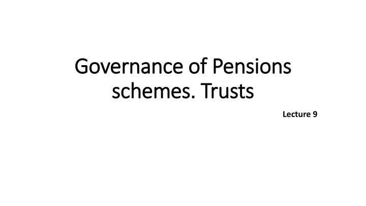 governance of pensions governance of pensions