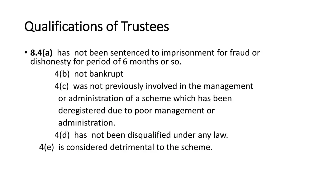 qualifications of trustees qualifications