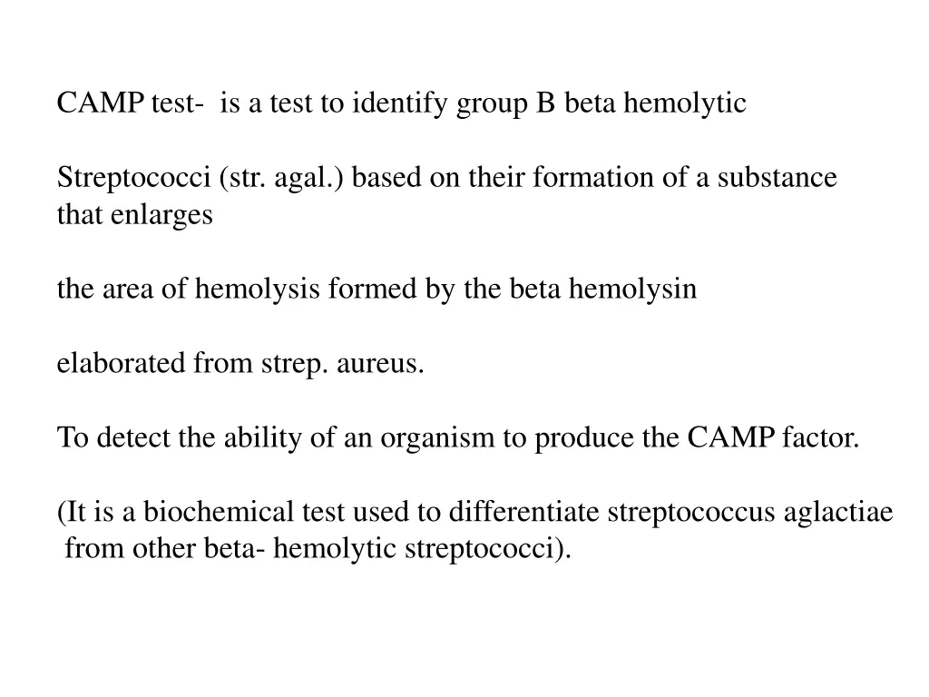 camp test is a test to identify group b beta