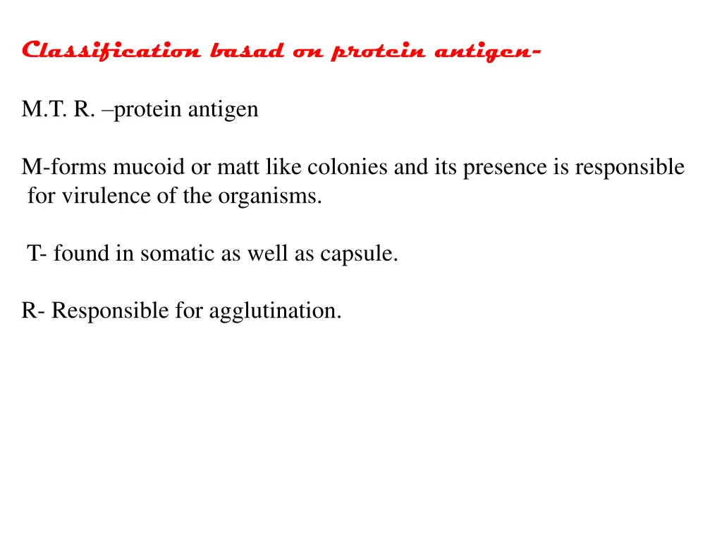 classification basad on protein antigen