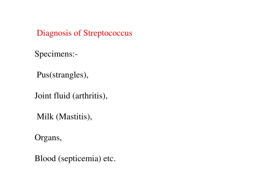 diagnosis of streptococcus