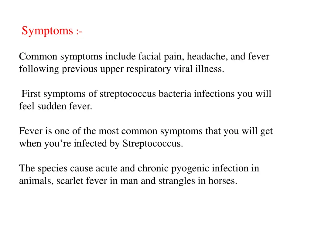 symptoms