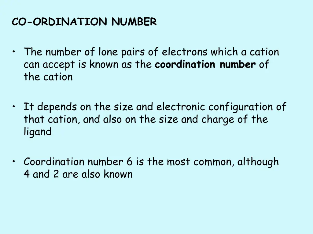 co ordination number