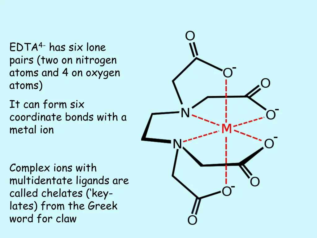 edta 4 has six lone pairs two on nitrogen atoms