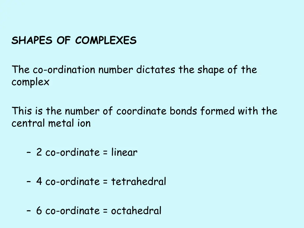 shapes of complexes