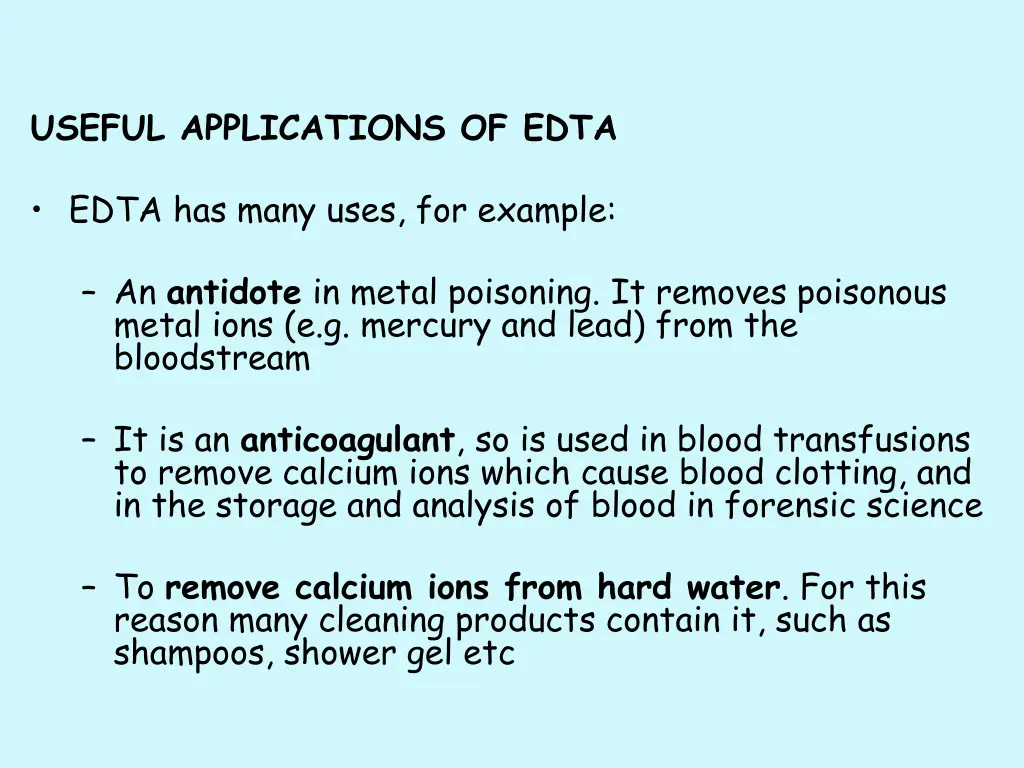 useful applications of edta