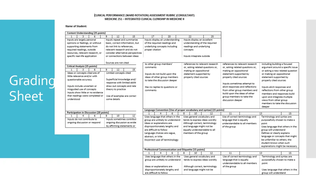 grading sheet 1