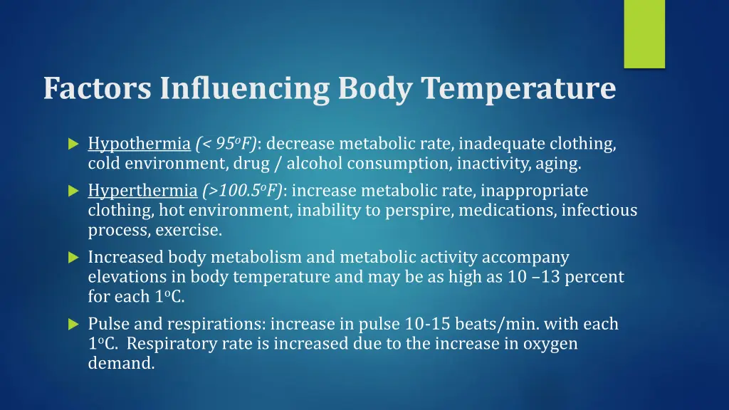 factors influencing body temperature