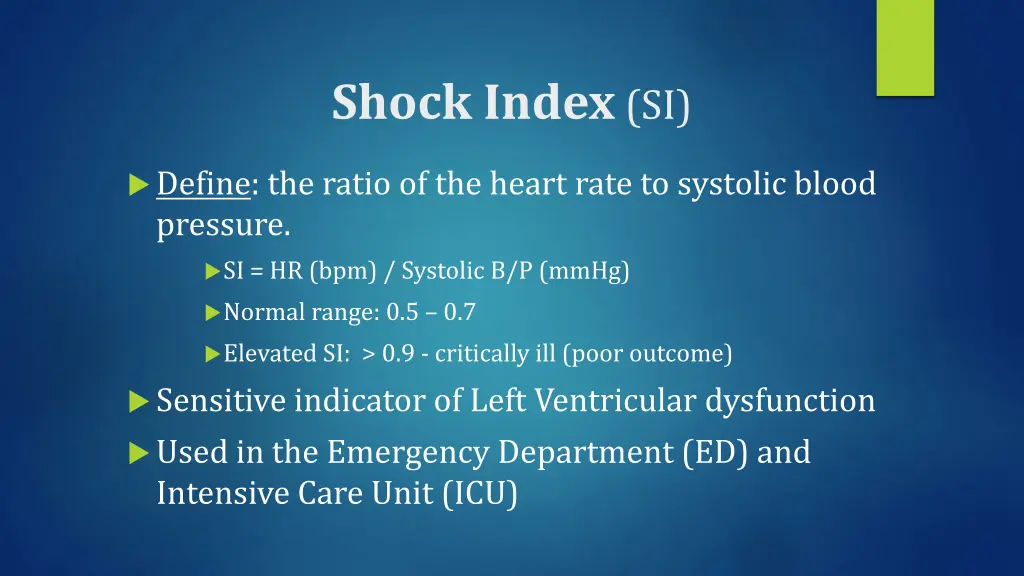 shock index si