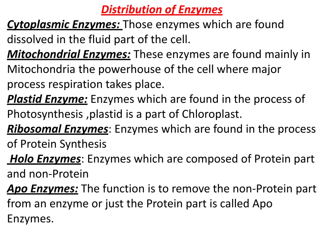 distribution of enzymes