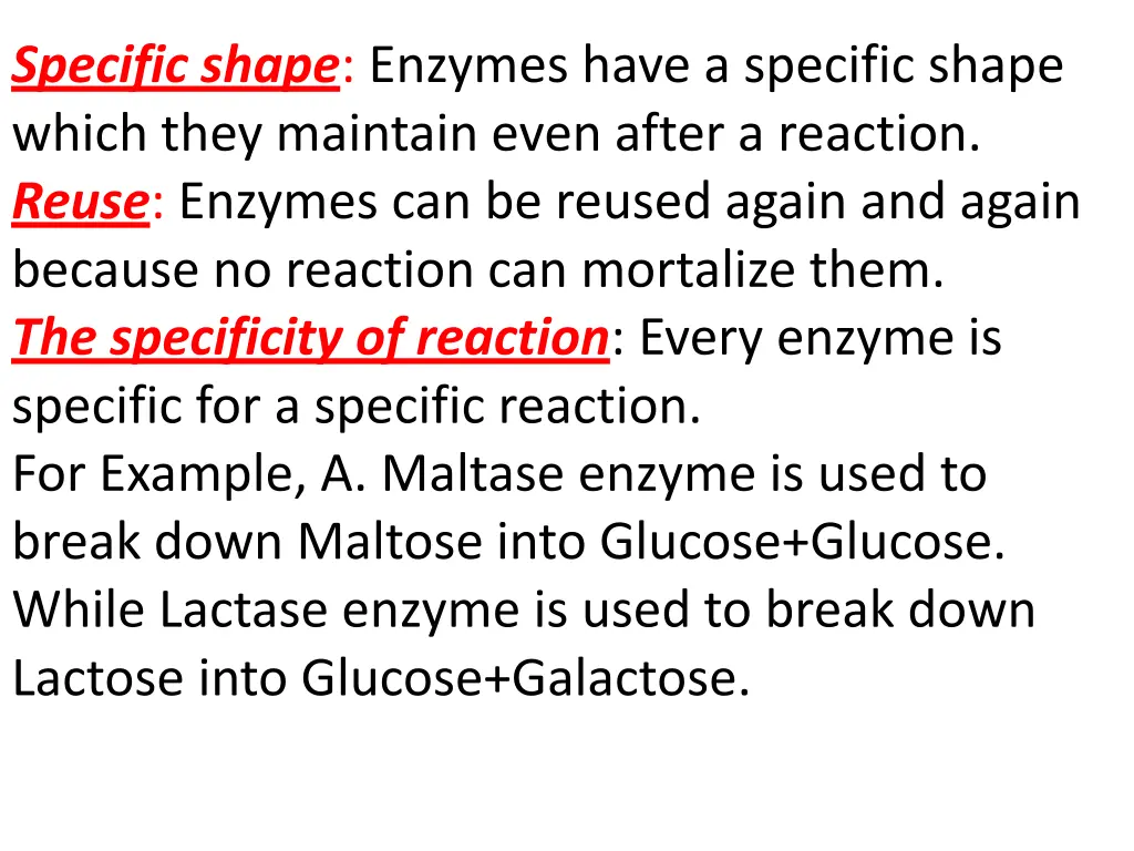 specific shape enzymes have a specific shape