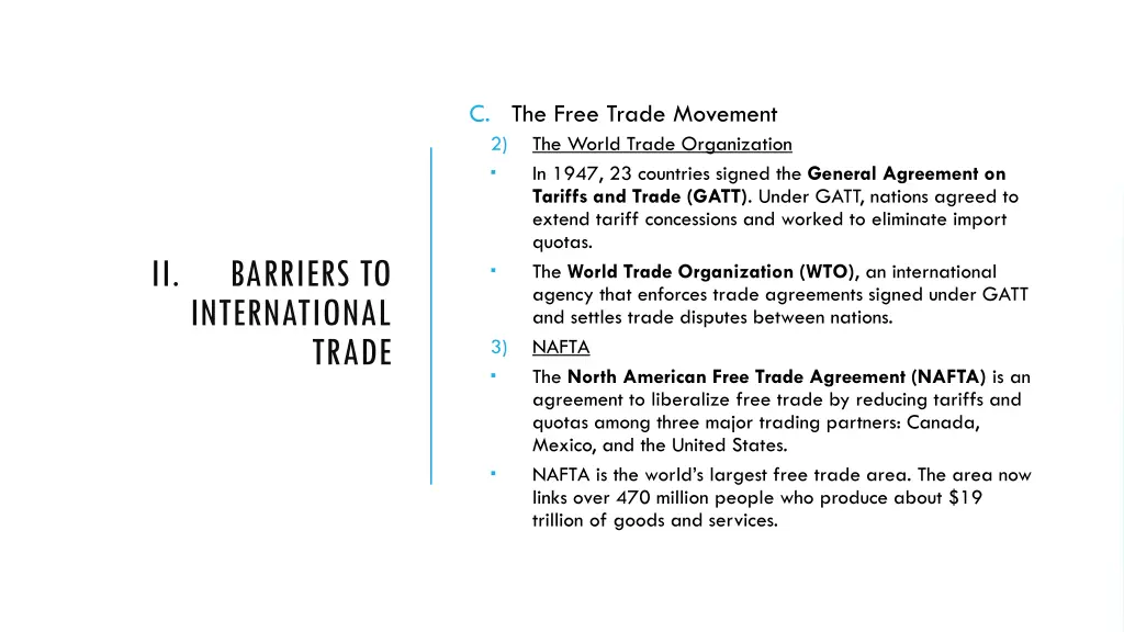 c the free trade movement 2 the world trade