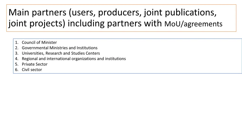 main partners users producers joint publications