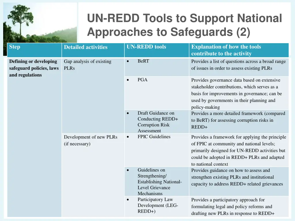 un redd tools to support national approaches 1