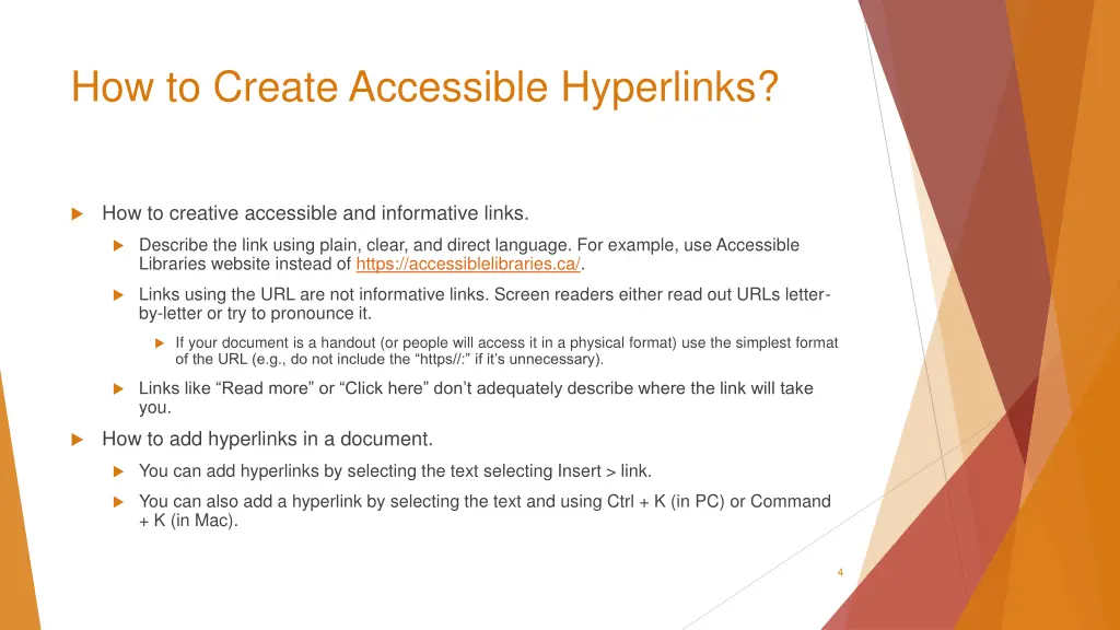 how to create accessible hyperlinks