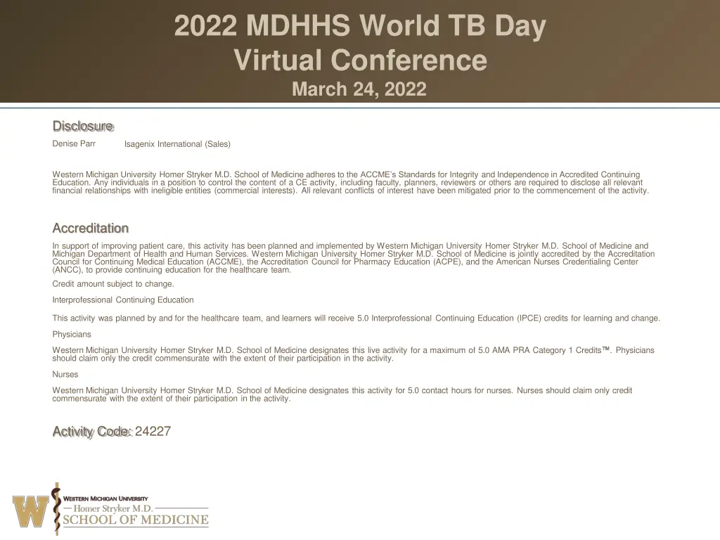 2022 mdhhs world tb day virtual conference march