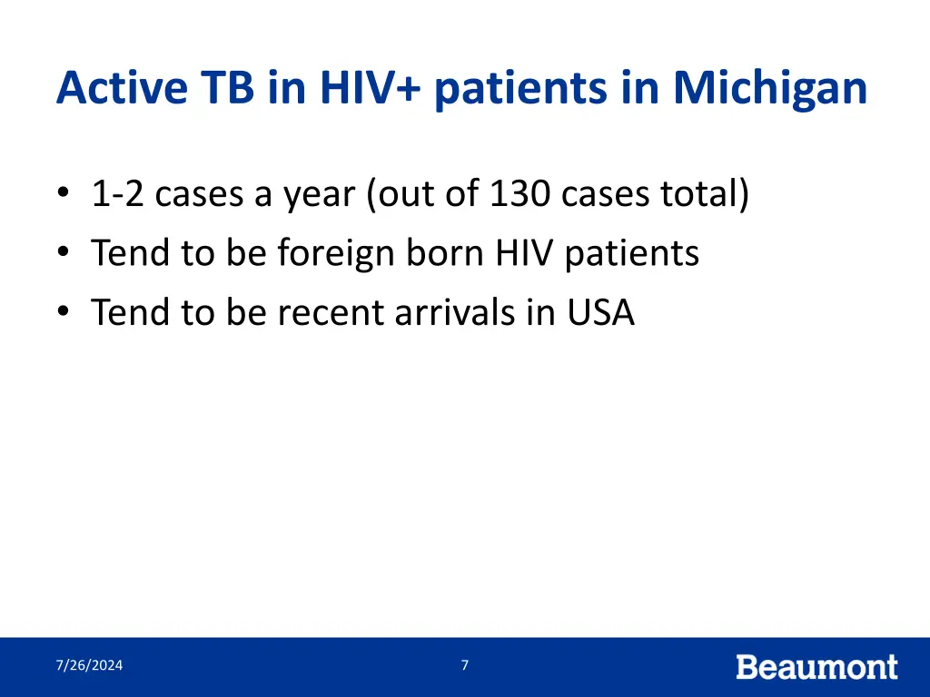 active tb in hiv patients in michigan