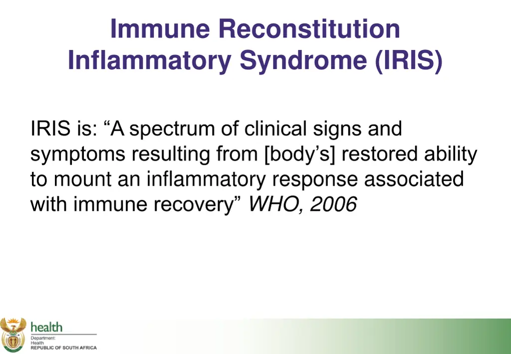 immune reconstitution inflammatory syndrome iris