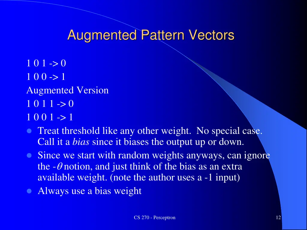 augmented pattern vectors