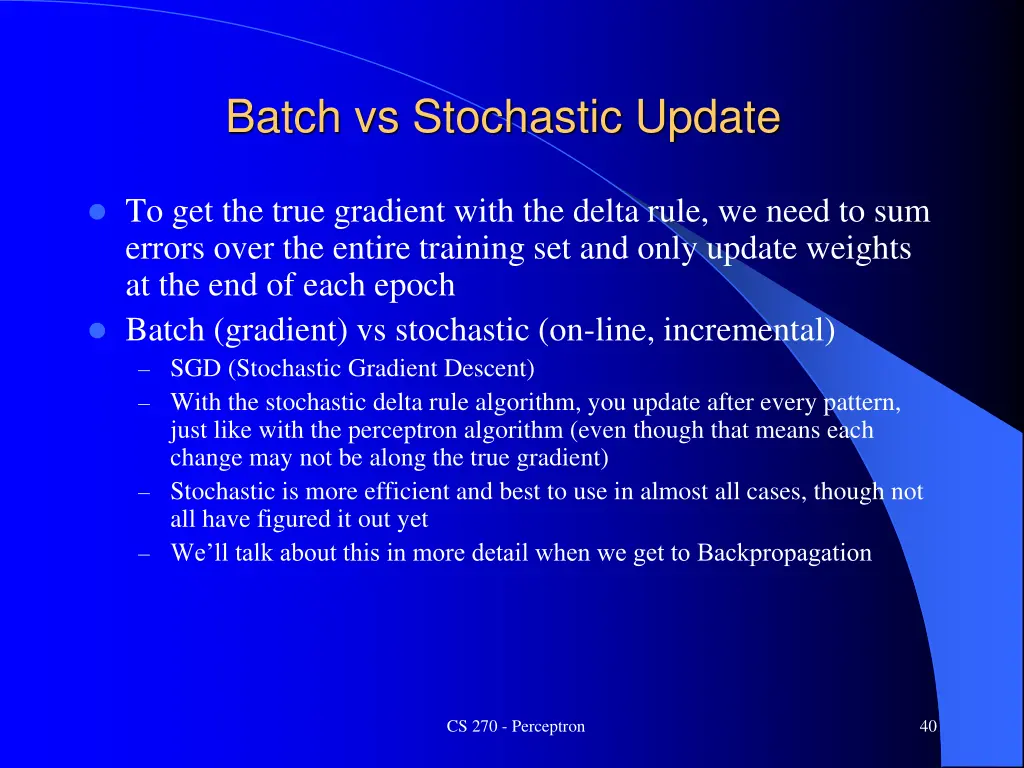 batch vs stochastic update