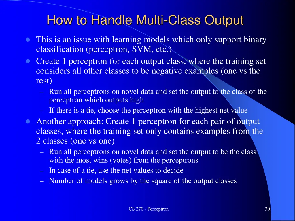 how to handle multi class output