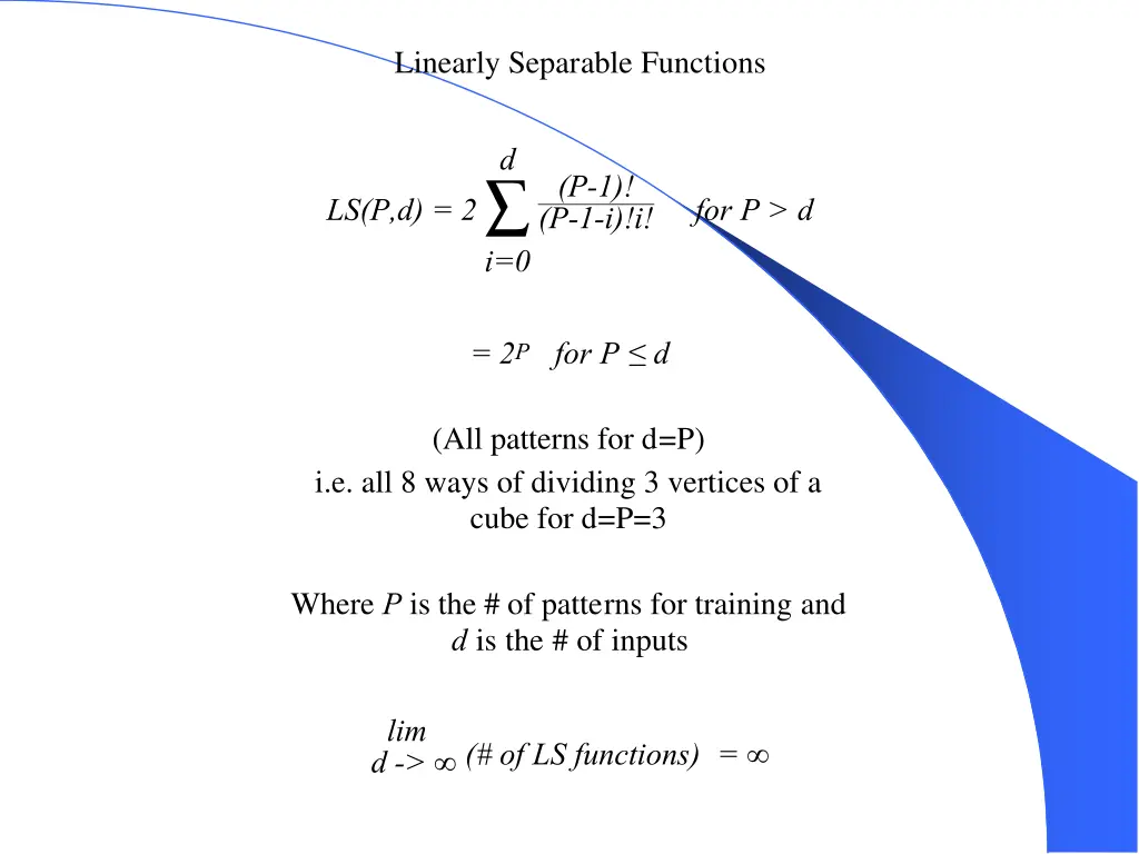 linearly separable functions