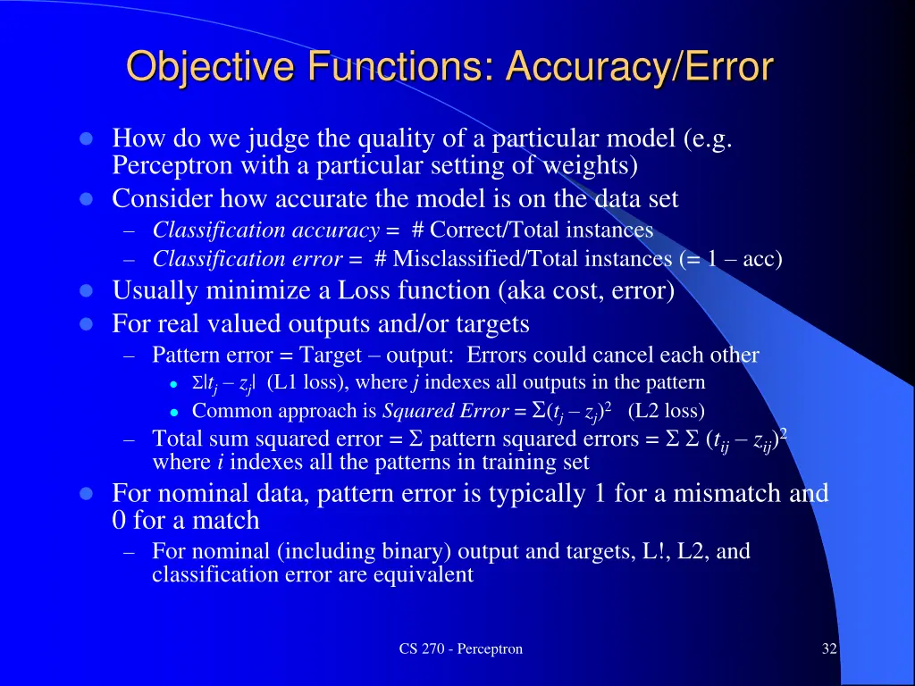 objective functions accuracy error