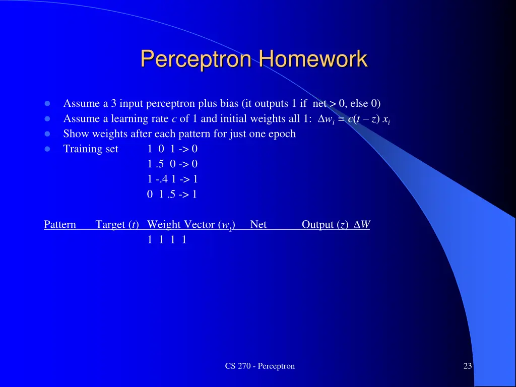 perceptron homework