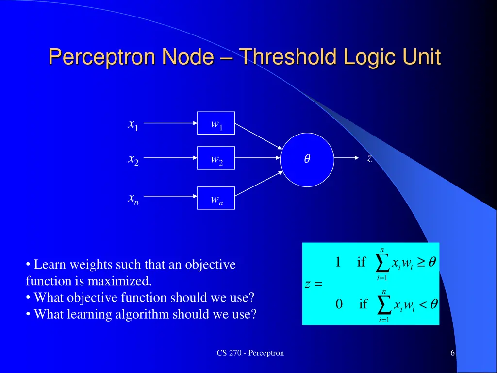 perceptron node threshold logic unit 1