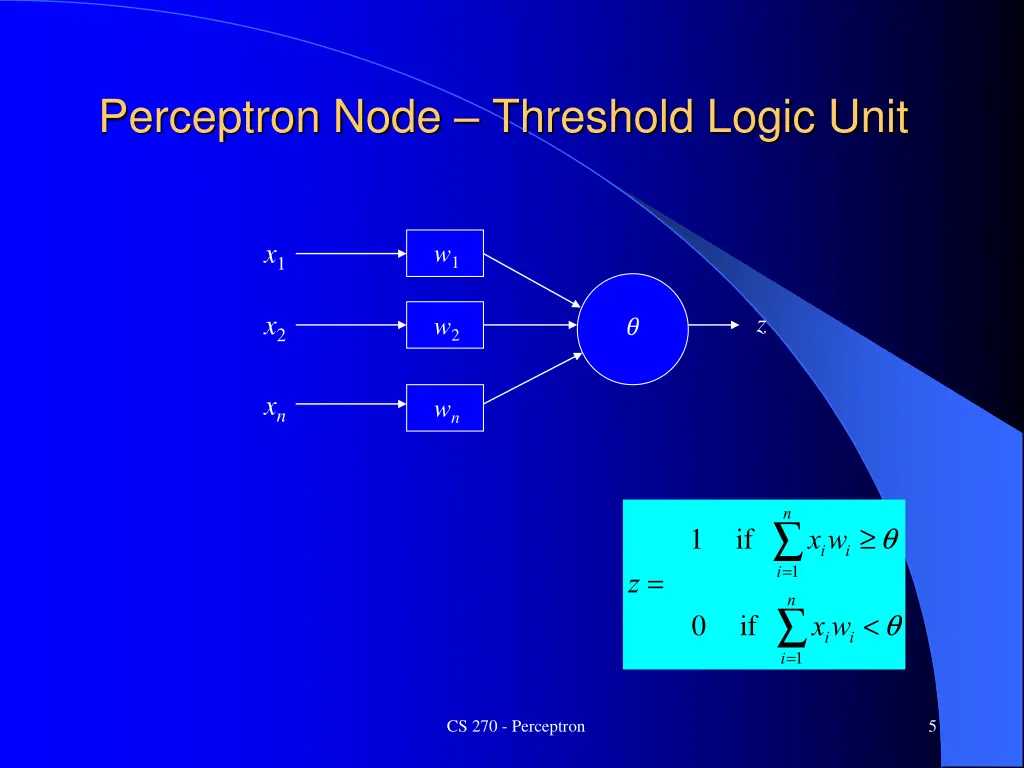 perceptron node threshold logic unit