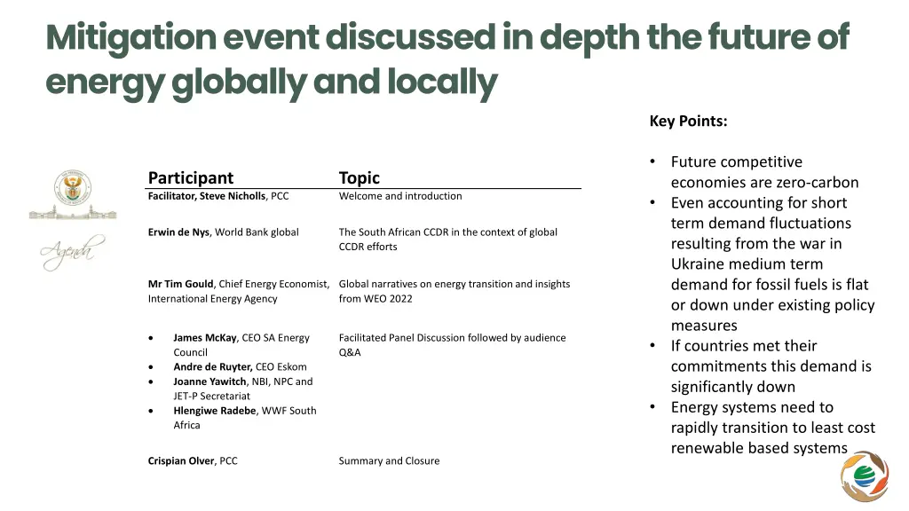 mitigation event discussed in depth the future