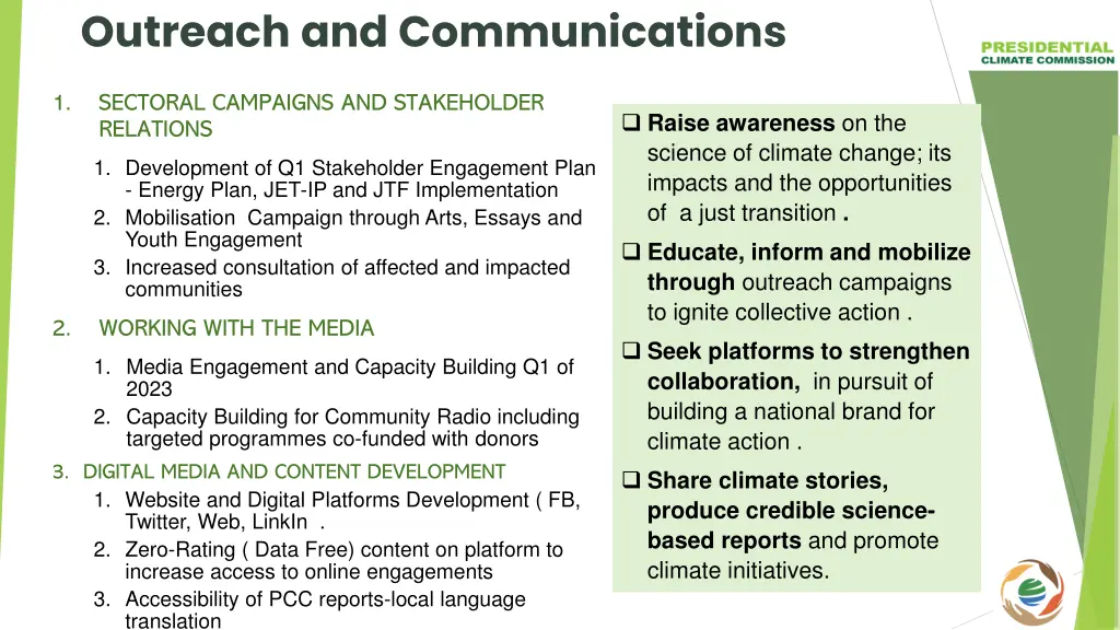 outreach and communications