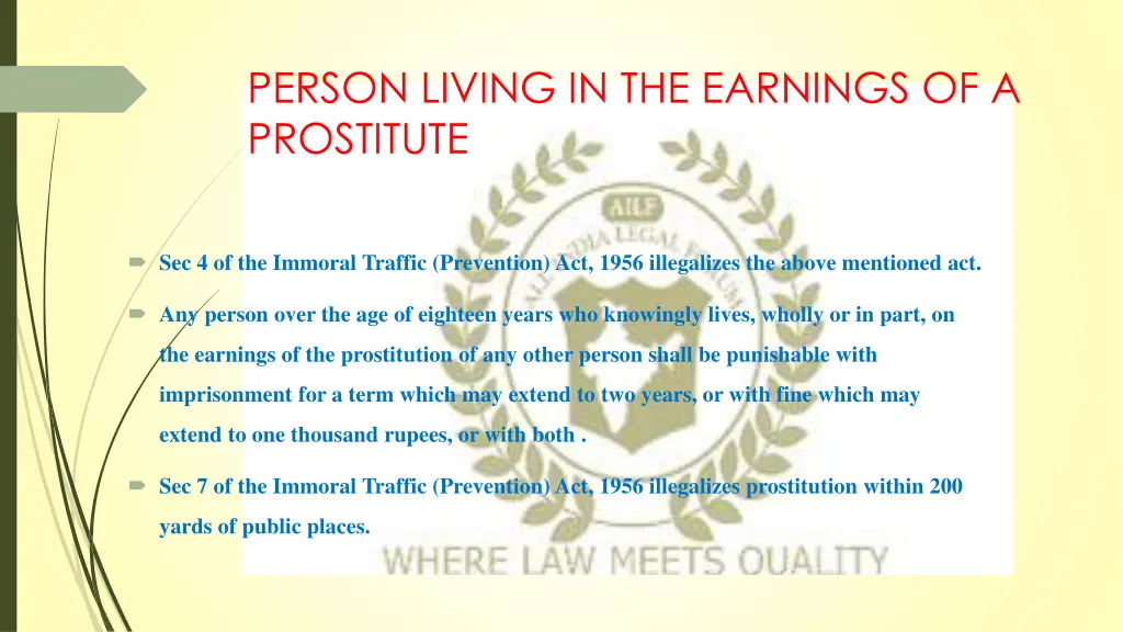 person living in the earnings of a prostitute