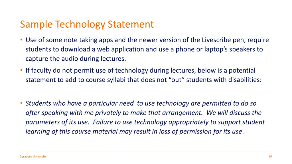 sample technology statement