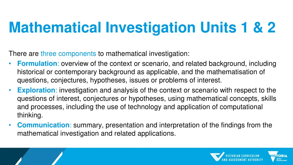 mathematical investigation units 1 2 1