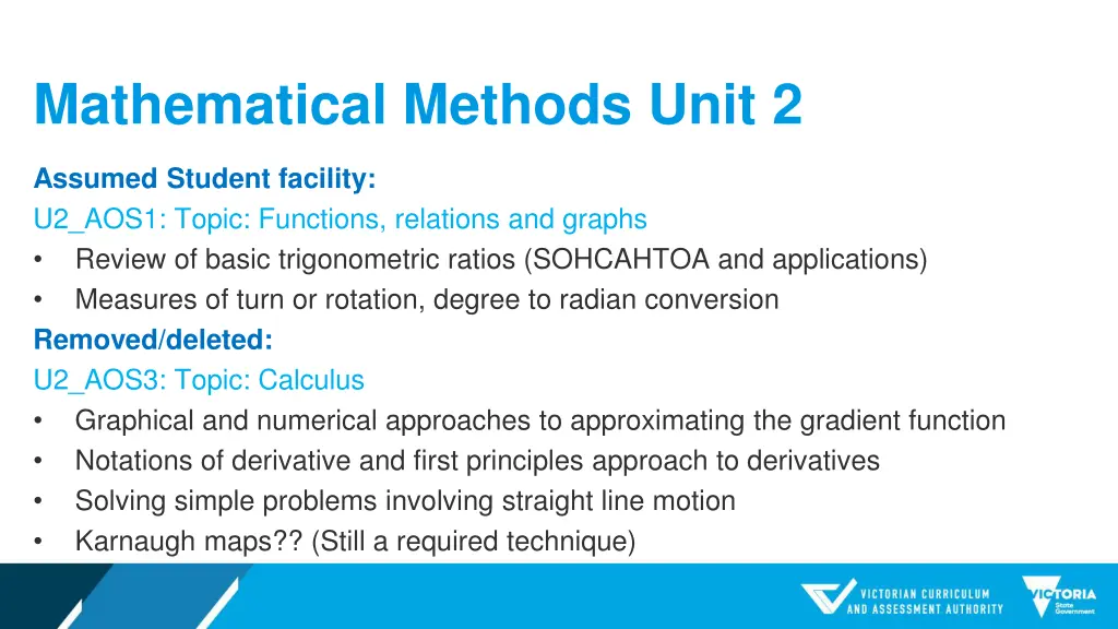 mathematical methods unit 2