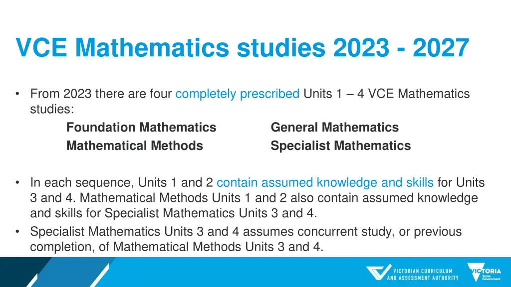 vce mathematics studies 2023 2027