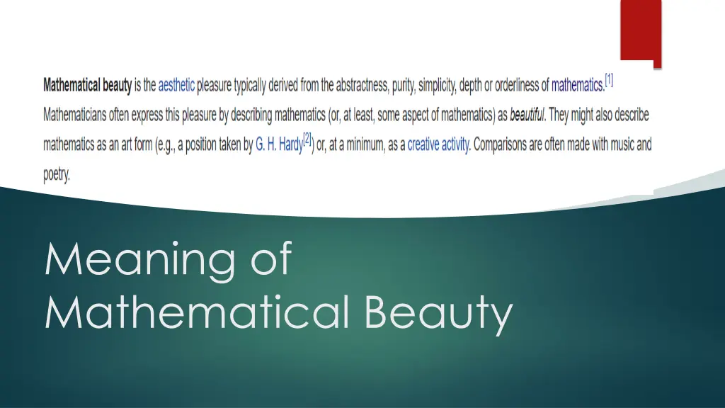 meaning of mathematical beauty