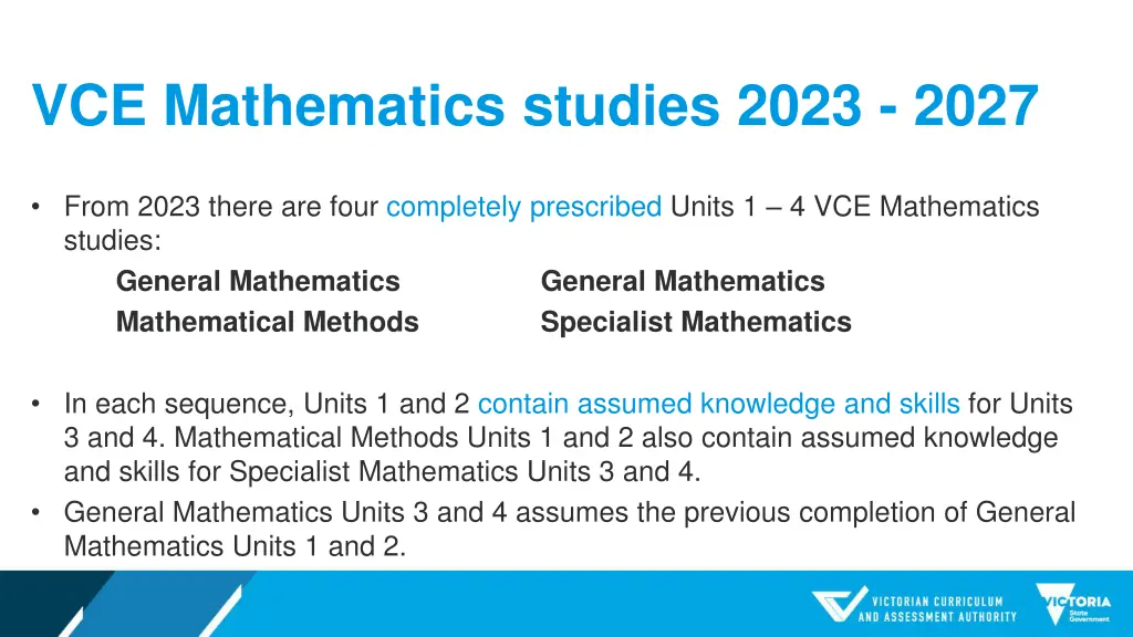 vce mathematics studies 2023 2027