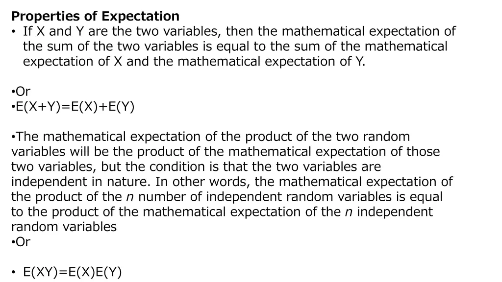 properties of expectation